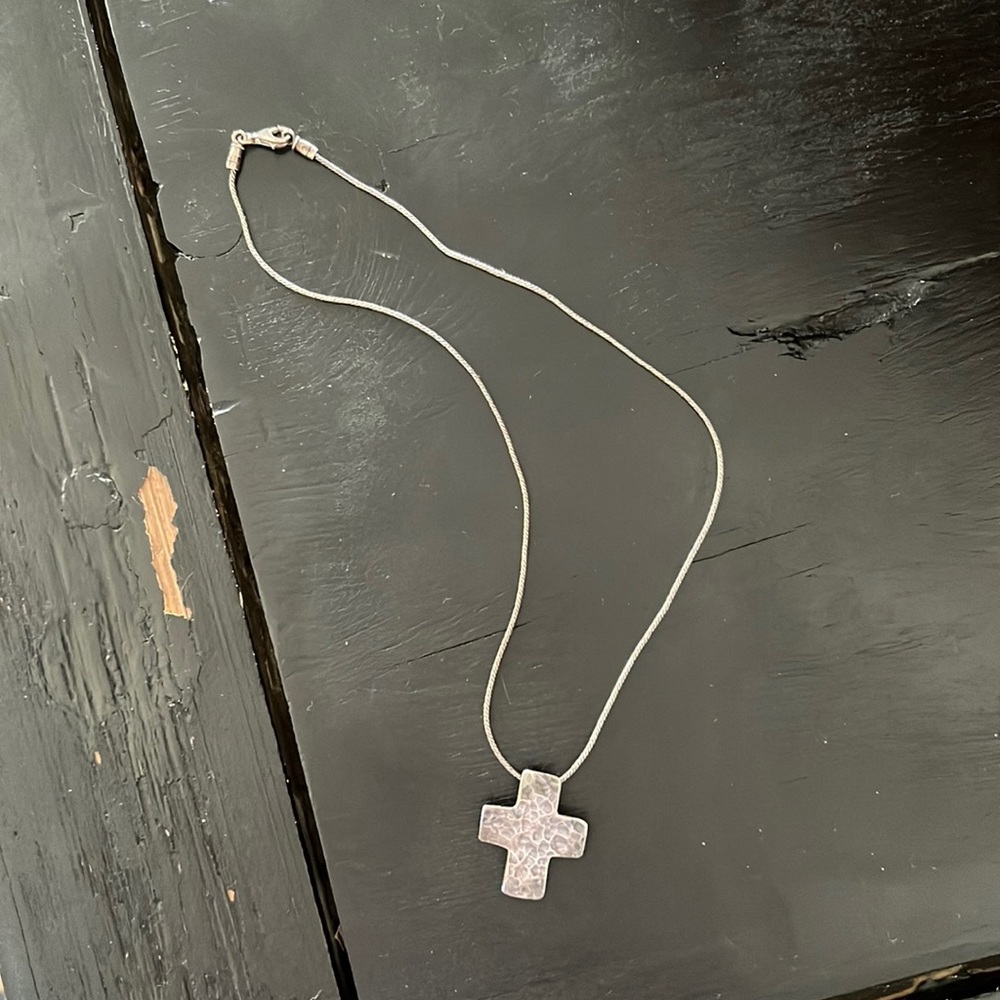 Silpada designs sterling silver hammered cross necklace